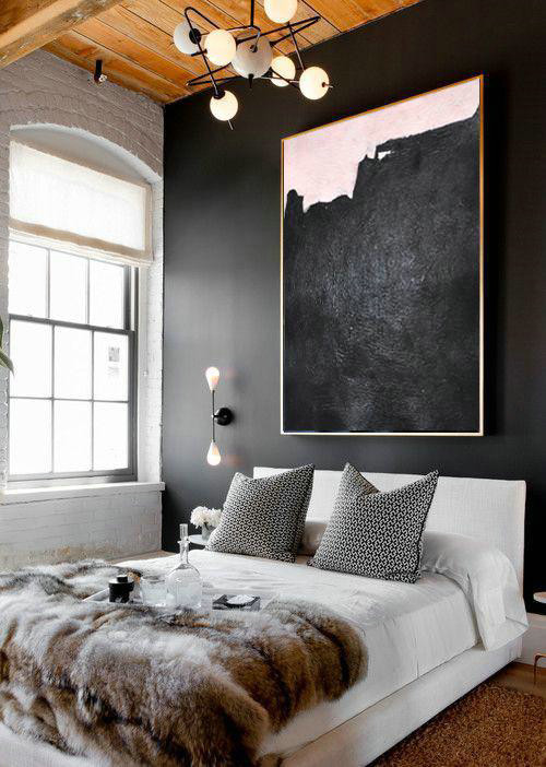Extra Large Abstract Painting On Canvas,Hand-Painted Oversized Minimal Black And White Painting,Contemporary Wall Art